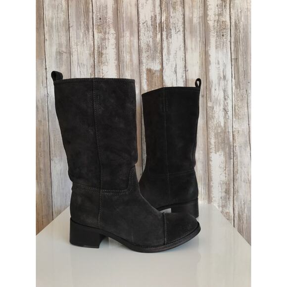 J CREW Dark Gray Suede Cap Toe Mid Calf Pull On Boots 5 NEW - Picture 10 of 11